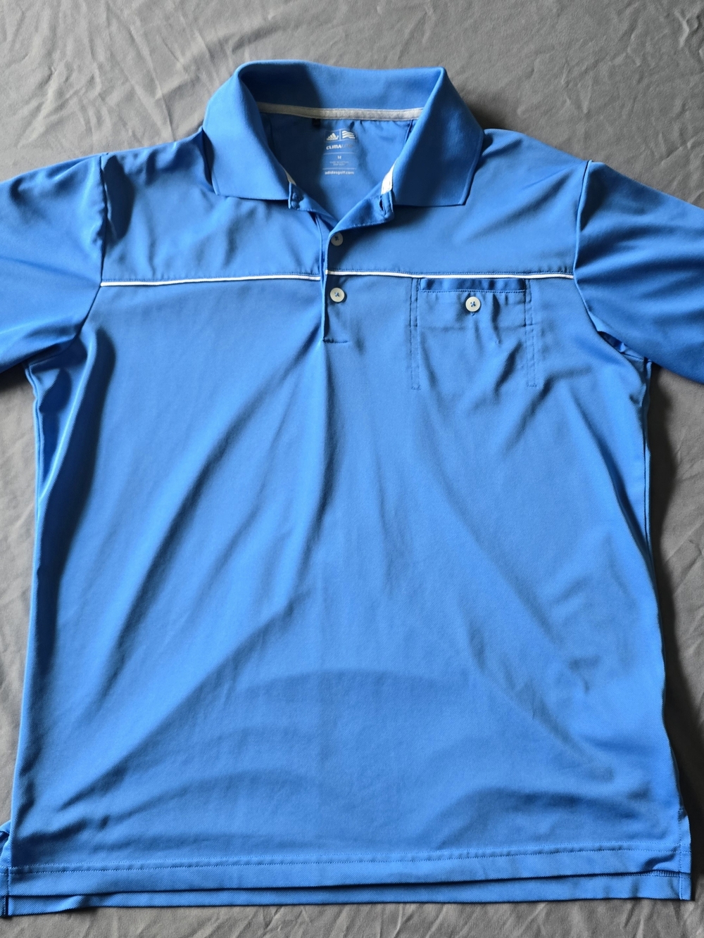 Adidas Climalite Men's Golf Polo Blue Chest Stripe Pocket